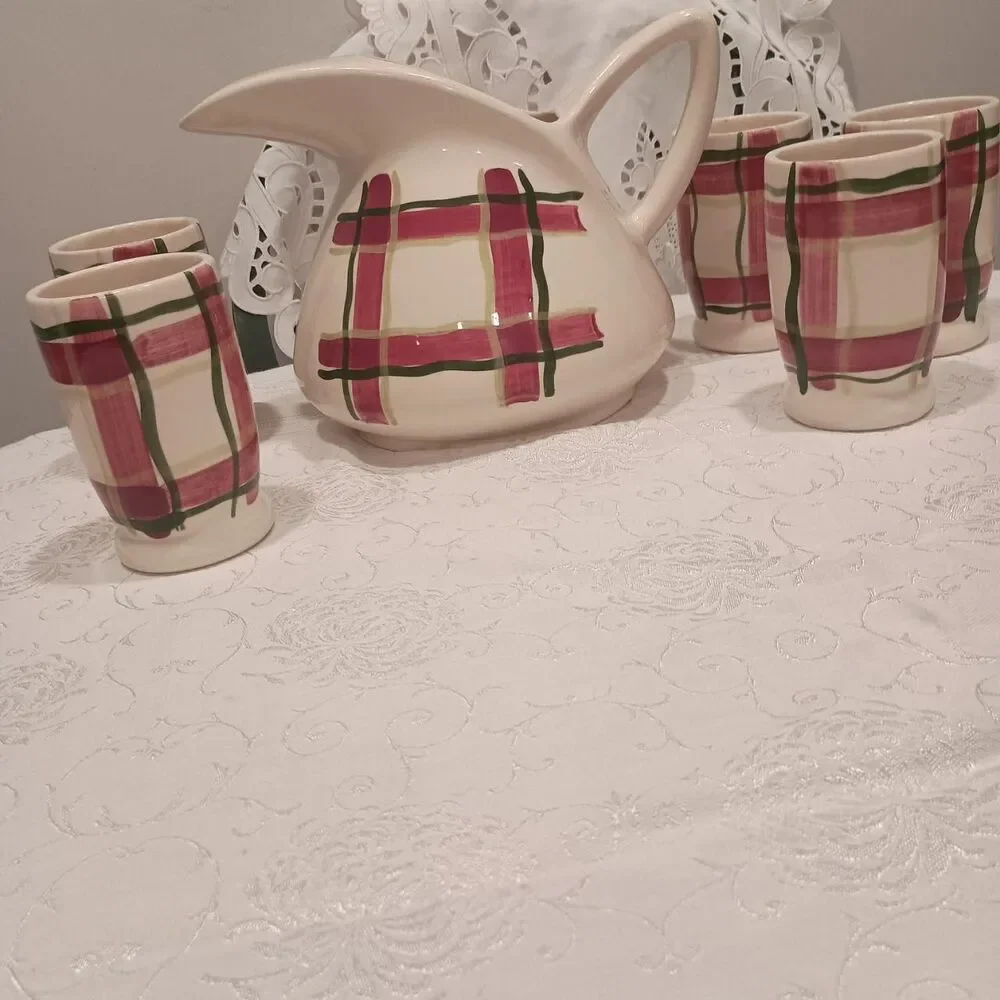 Puriton Pottery Red and Cream Dinnerware
